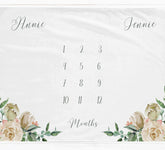 Personalised Floral Milestone Blanket for Girls - Baby Pandas